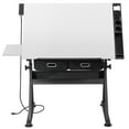 thumbnail image 3 of HomGarden Wood Adjustable Drafting Table W/Power Outlet & Stool, Tiltable Slide-Out Drawing Desk Indoor, White, 3 of 13