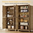 thumbnail image 5 of Finmind 70" Adjustable 6-Tier Kitchen Pantry Cabinet, Farmhouse Storage Cabinet with Shelves and Doors, Multipurpose Freestanding Bookcase, Rustic Brown, 5 of 7