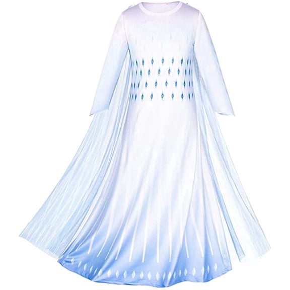KAWELL Princess Snow Party Dress Queen White Costumes with Accessories