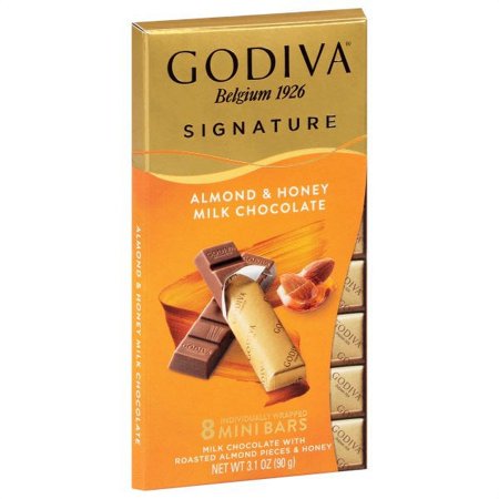 Godiva Chocolatier Signature Almond & Honey Milk Chocolate Mini Gourmet Chocolate Bar  12-Ct. (8 pc. each)