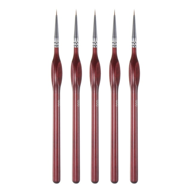 5uds Pintura Pinceles 7mm Puntiaguda Punta 182mm Longitud Nylon Pelo Detallado Pintura Pincel para Acuarela Óleo Acrílica Pintura(000#), Rojo