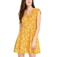 thumbnail image 6 of INSPIRE CHIC Women's Floral Crossover V Neck Petal Sleeves Belted Dress XS Yellow, 6 of 9