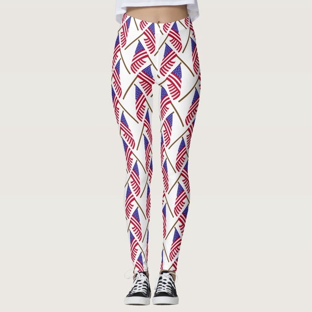 WILLBEST Leggings de Yoga de Cintura Alta Con Estampado Del 4 de Julio Para Mujer, Para Correr, Gimnasio, Fitness, Compresión, Talla 77 Chica