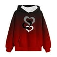 thumbnail image 5 of Kctiaxy Red Graphic Hoodies for Girls Boys Casual Crewneck Hooded Sweatshirts Fleece Long Sleeve Love Heart Print Graphic Tops with Pocket 13-14 Years, 5 of 6