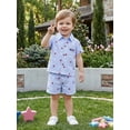 thumbnail image 5 of Loicainy Baby Toddler Boy 4th of July Outfits 6 12 18 24 Months 2T 3T 4T 5T Short Sleeve Letter Embroidery Button Up Shirt + Shorts Set Kids Clothes, 5 of 8