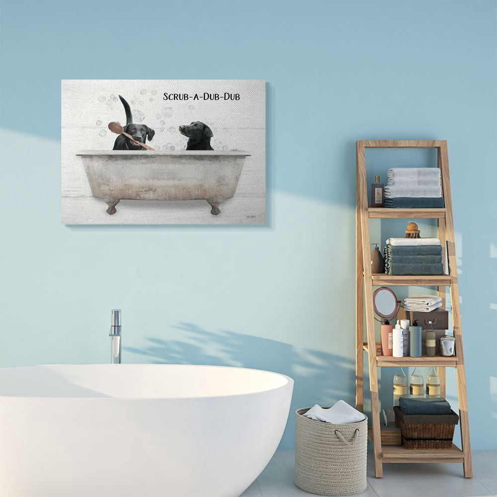 Stupell Industries Scrub a Dub Dub Quote Family Pet Dog Bath Canvas Wall Art Design by Lori Deiter, 30" x 40"