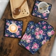 thumbnail image 5 of Pioneer Flower Kitchen Oven Mitt and Pot Holder Sets 4 Pcs for Baking, Cooking and Grilling, Heat Resistant Up To 392 °F, 5 of 7