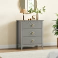thumbnail image 4 of Dresser – 3-Drawer Modern Fluted – Wide Wood Bedside Cabinet – Mid Century Chest – Metal Handles – Easy Assembly & Anti-Tip, 4 of 7