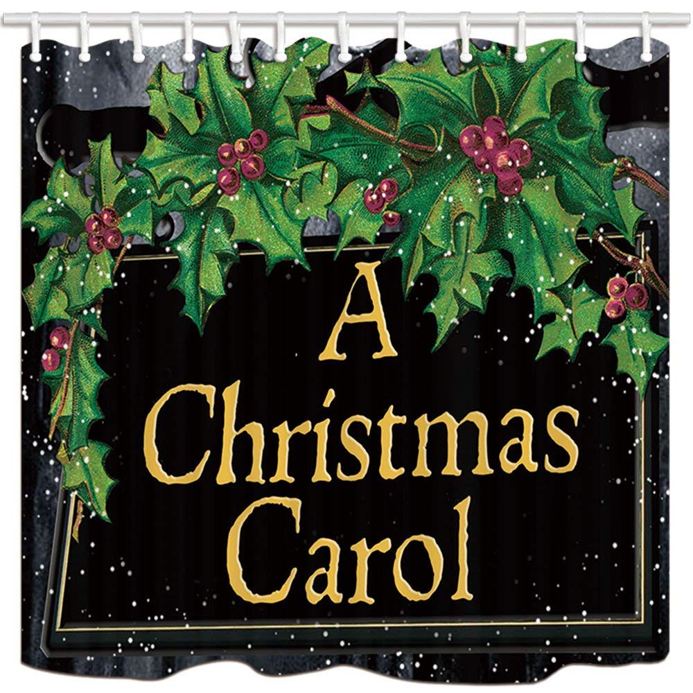 ARTJIA New Year A Christmas Carol Title Black Background Polyester ...