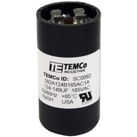 TEMCo 124-149 uF MFD CD60 Start Capacitor 165V AC Round | 50/60 Hz