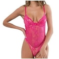 thumbnail image 2 of Elainilye Fashion Womens Bodysuit High Waisted Hollow Out Lace Waist Strap Deep V Low Cut Sexy and Jumpsuit,Pink, 2 of 9