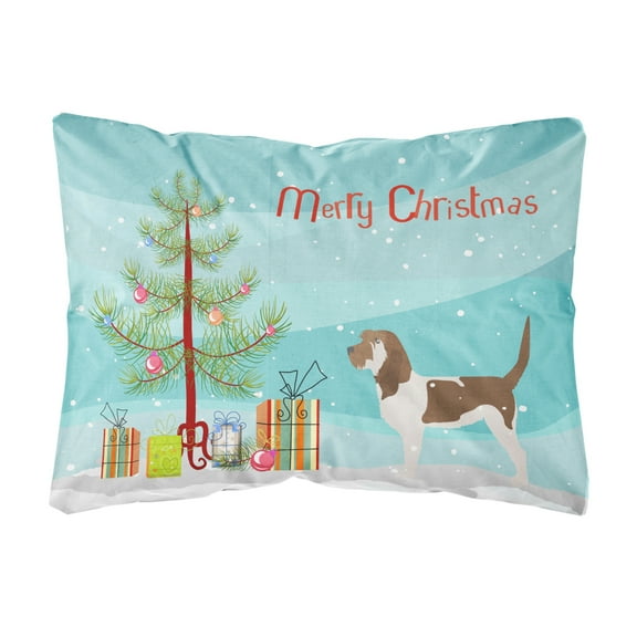 Carolines Treasures BB2908PW1216 Grand Basset Griffon Vendeen Merry Christmas Tree Canvas Fabric Decorative Pillow, 12H