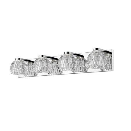 28 Inch Chrome Base - Bathroom Vanity 4 Light With Chrome Finish Steel Material LED-Integrated 28 inch 20 Watts