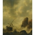 thumbnail image 3 of Jacob Adriaensz. Bellevois 12x14 Black Modern Framed Museum Art Print Titled - A Ship Foundering off a Rocky Coast, 3 of 5