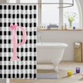 thumbnail image 3 of Manfei Geometric Checkered Print Shower Curtain 72Wx78L,Initial Letter P Bath Curtain, 3 of 5