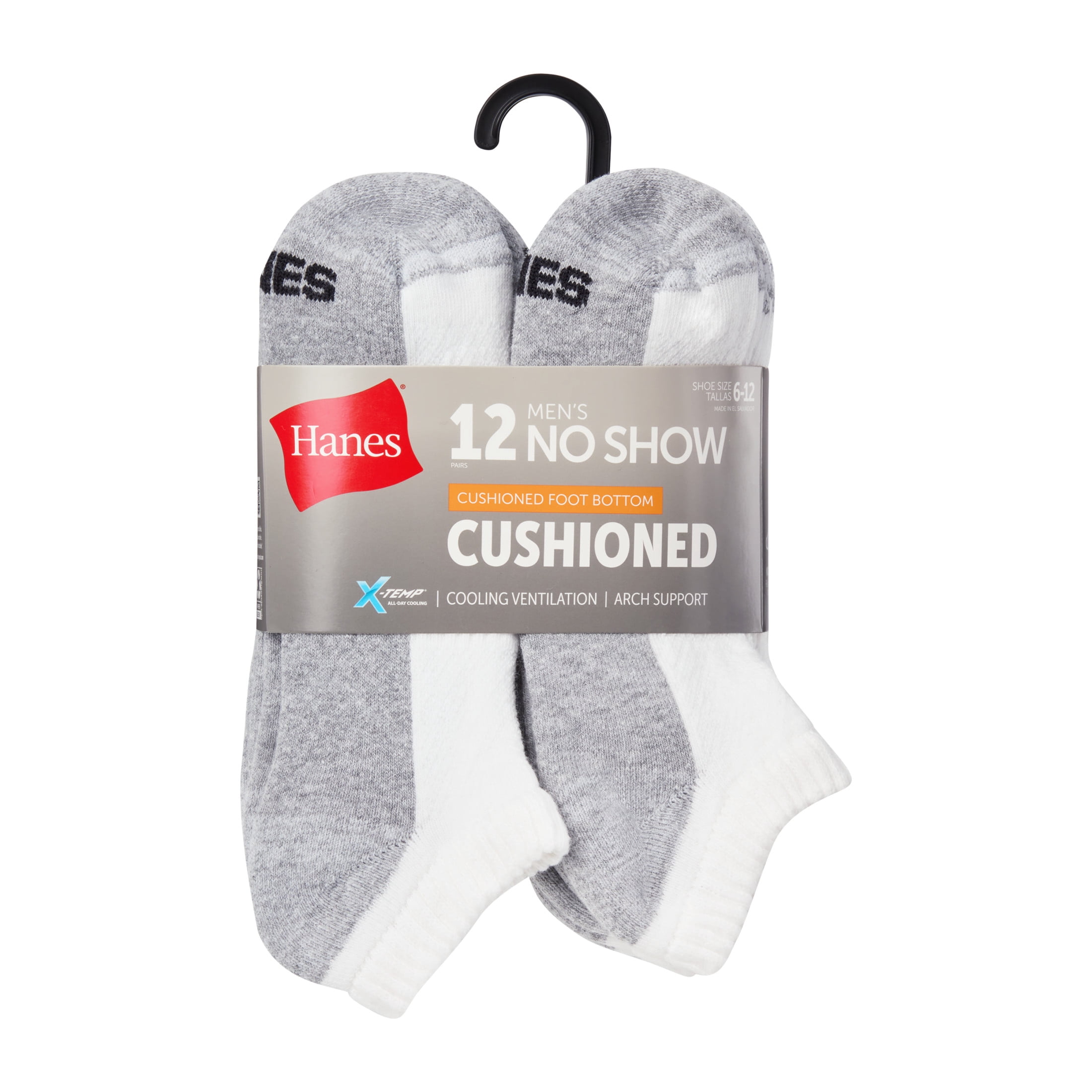 Hanes Mens Crew Socks Pack, 12-Pack, X-Temp Cushioned Socks for Men, Moisture-Wicking for big & tall men