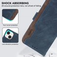 thumbnail image 3 of Ancove for iPhone 14 Wallet Case with Card Holder Kickstand,RFID Blocking PU Leather Shockproof Splicing Color Flip Case Cover for iPhone 14,Blue+Brown, 3 of 7