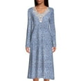 thumbnail image 7 of Dignity Pajamas Open Back Nightgown Women Long Sleeve-Bedridden-Floral Print-Snap-Lace Trim-Patient Gown-LS-220- Blu Dits-L-XL -2, 7 of 7