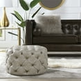 thumbnail image 4 of Jennifer Taylor Home Ace Round Tufted Accent Ottoman Warm Gray, 4 of 11