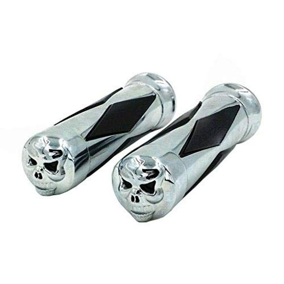 1" 25mm Skull Diamond Motorcycle Motor Bike Handlebar HAND GRIPS Handgrip Grip For Harley Kawasaki Suzuki Honda Yamaha Cruiser Chopper Bobber Custom
