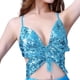 thumbnail image 1 of Top corto de mariposa con lentejuelas brillantes, camiseta sin mangas tribal para discoteca, ropa de baile, sujetador halter Azul, 1 of 9