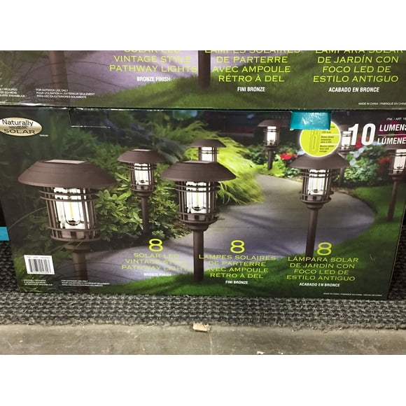 Naturally BIG Solar 8 pc Solar LED Vintage Style Pathway Lights w/ Bronze Finish