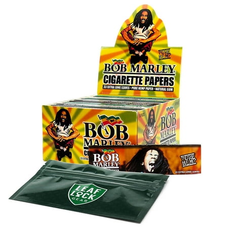 Bob Marley King Size Hemp Rolling Papers (50 Packs/Box) with Leaf Lock Gear Smell Proof Tobacco