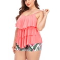 thumbnail image 2 of Bescott Plus Size 2 Piece Flounce Swimwear Swimsuit for Women Tummy Control Bathing Suits Tankini Tops Maternity, 2 of 5