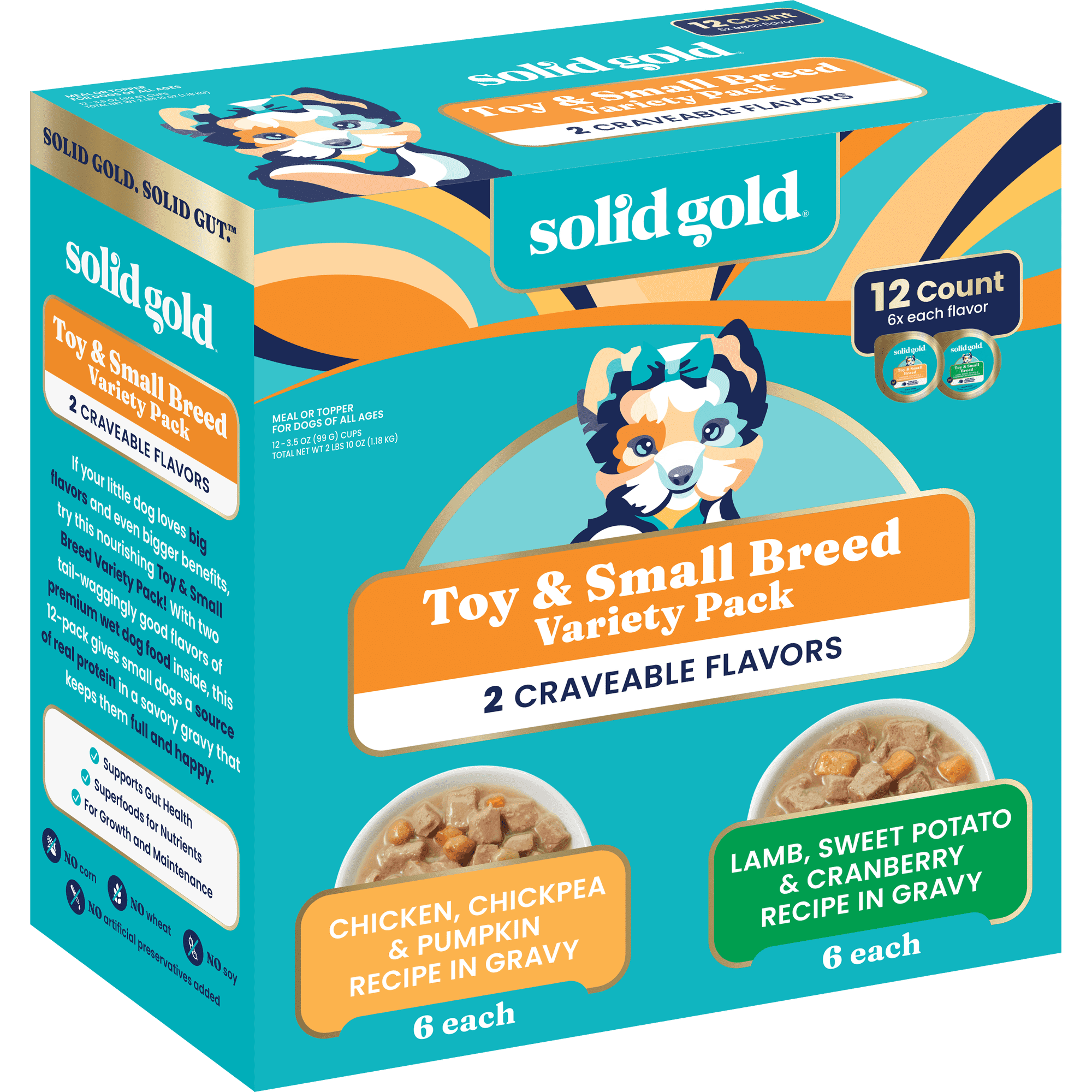 Solid Gold Toy & Small Breed Variety Pack Wet Dog Food, 3.5oz tray, case of 12