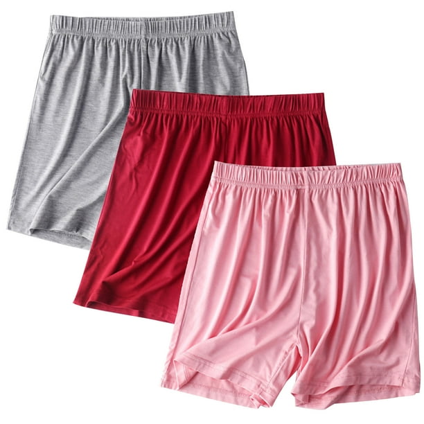 Puntoco Pantalones cortos de algodón para mujer, 3 piezas, pantalones cortos finos de verano con cintura elástica, pantalones para el hogar, ropa deportiva para exteriores