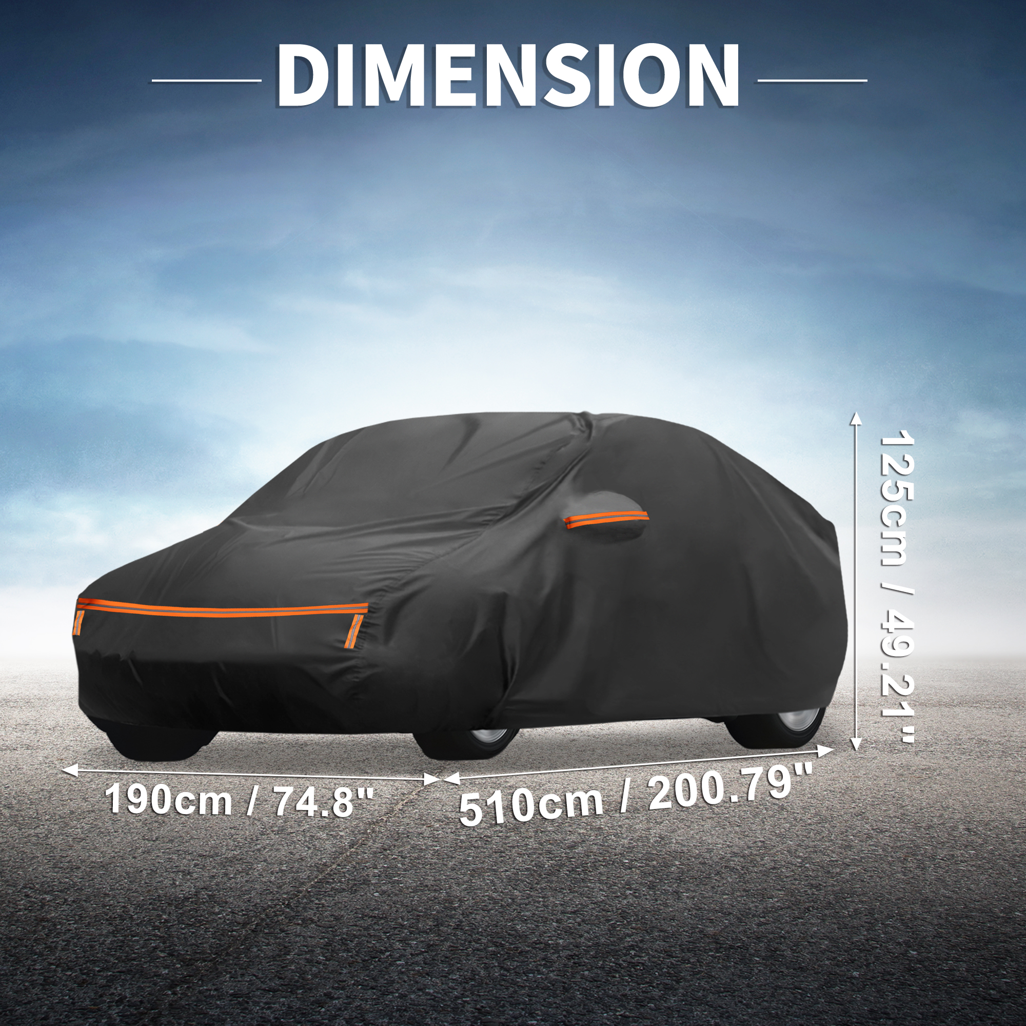 Unique Bargains Car Cover Alum Film for Hatchback Black 200.79"x74.8"x49.21"