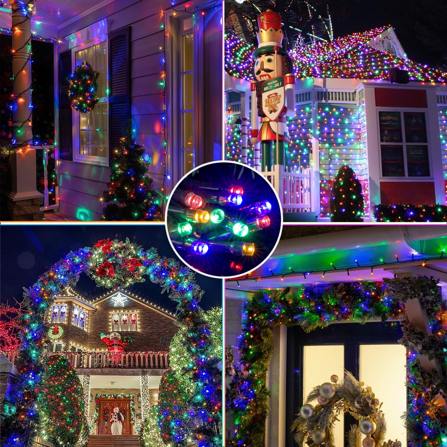 Aship 82ft 1000 Multicolor Christmas String Lights, Waterproof Outdoor Christmas String Lights with 8 Modes, Twinkle LED String Lights for Tree Party Decoration