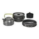 thumbnail image 2 of Juego de cocina para acampar de 3 piezas, olla, sartén, hervidor portátil con mango plegable de aluminio Negro, 2 of 9