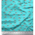 thumbnail image 1 of Soimoi Green Japan Crepe Satin Fabric Eyes Face Print Fabric by the Yard 42 Inch Wide, 1 of 1