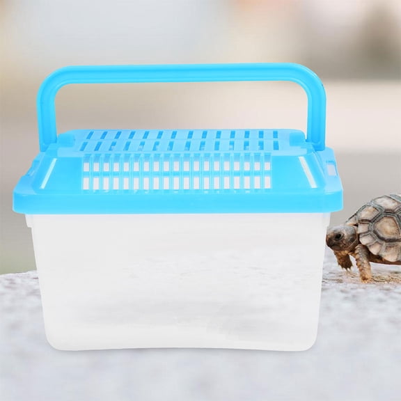 ibasenice Portable Sky Blue Transparent Aquarium Turtle Terrarium Reptile Carrier for Home Travel with Ventilated Design