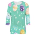 thumbnail image 5 of Idoravan Womens Tops 3/4 Sleeves for Summer Ladies' Casual Easter print Round-neck Three quarter Sleeve T-shirt Top, 5 of 5