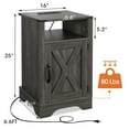 thumbnail image 6 of Smuxee Farmhouse Nightstand End Table with Charging Station and Door,Bedroom Side Tables,Dark Gray, 6 of 6