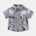 thumbnail image 4 of Gubotare Toddler Button Down Shirt Little & Big Boys Hawaiian Shirts Short Sleeve Summer Beach Tropical Casual Shirts Top for Kids (Grey,Size 4-5 Years), 4 of 4