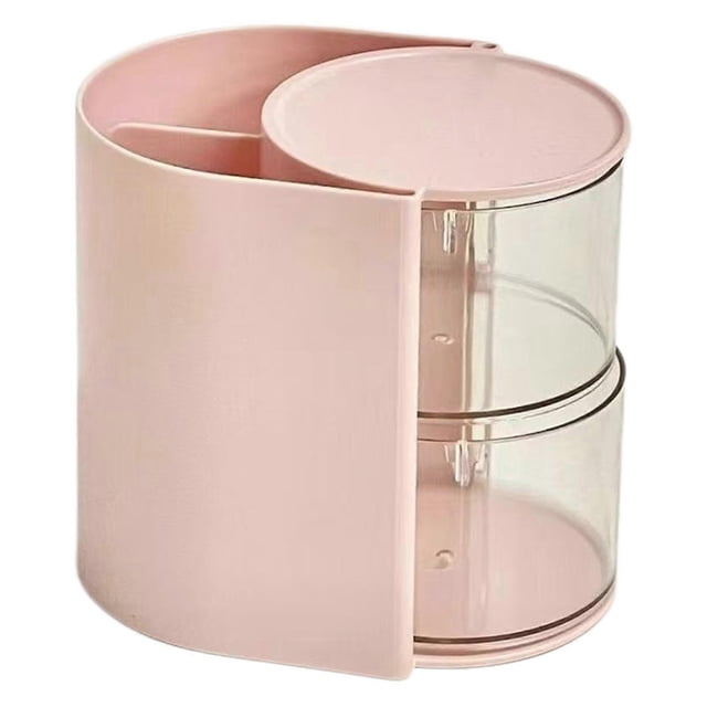 Clear Acrylic Makeup Display Case Rotating Space-Saving Versatile Desktop Organiser Modern Bathroom Countertop
