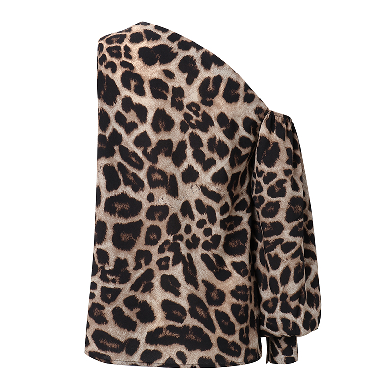 leopard print one shoulder sweatshirt