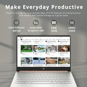 HP Stream 14 HD BrightView Laptop, Intel Celeron N4120 Processor, 16GB RAM, 64GB SSD, Intel HD Graphics, 720p Webcam, 1 Year Office 365, Gold, Win 11, Hotface 32GB USB Card