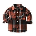 thumbnail image 2 of Ccpelsie Boys Girls Casual Button Down Shirts Kids Long Sleeve Plaid Blouses Shirts Fall Winter Clothes(Brick Red,10-11 Years), 2 of 5