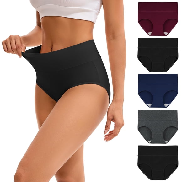 Ropa interior INNERSY de algodón de cintura alta para mujer, paquete de 5 unidades, talla XL