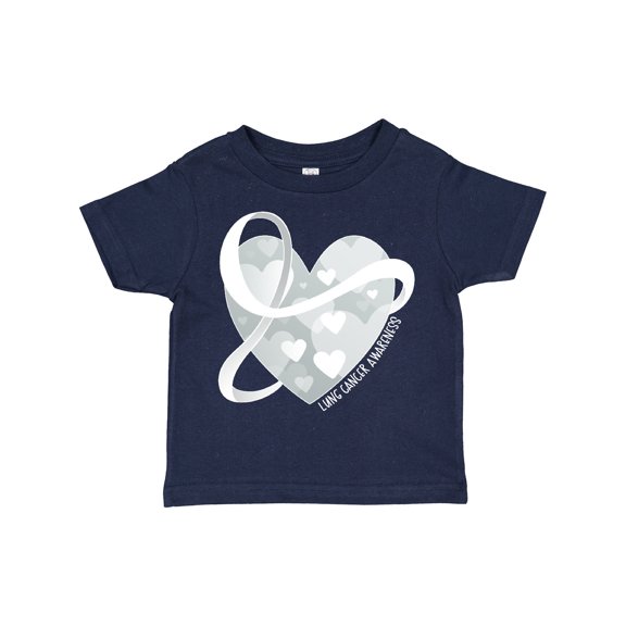 Inktastic Lung Cancer Awareness White Ribbon Around Heart Boys or Girls Toddler T-Shirt