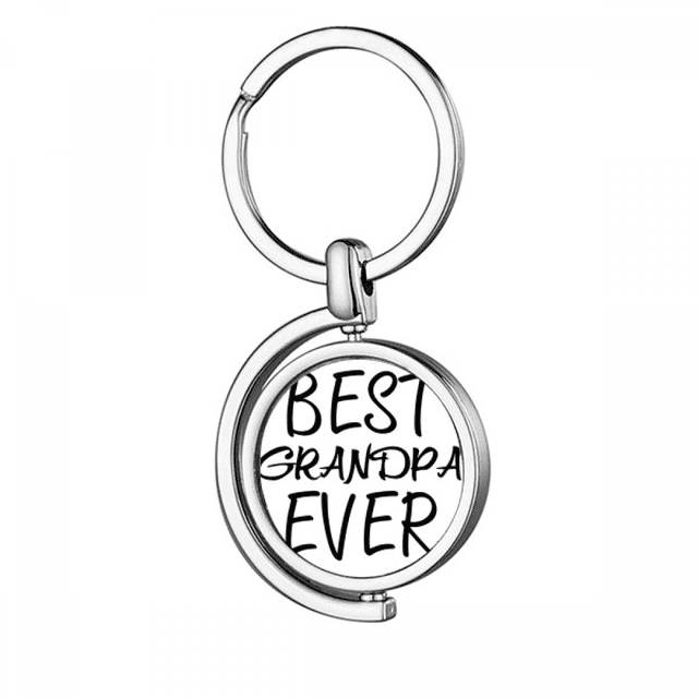 Best Grandpa Ever Quote Art Deco Fashion Rotating Keychain Metal Keyring Holder