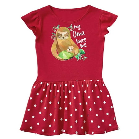 

Inktastic My Oma Loves Me Cute Sloth and Baby Gift Toddler Girl Dress