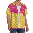 thumbnail image 4 of KLL Red Ice Cream Print Men's Shirt Short Sleeve Button Down Summer Cuba Beach Shirts- X-Large, 4 of 7