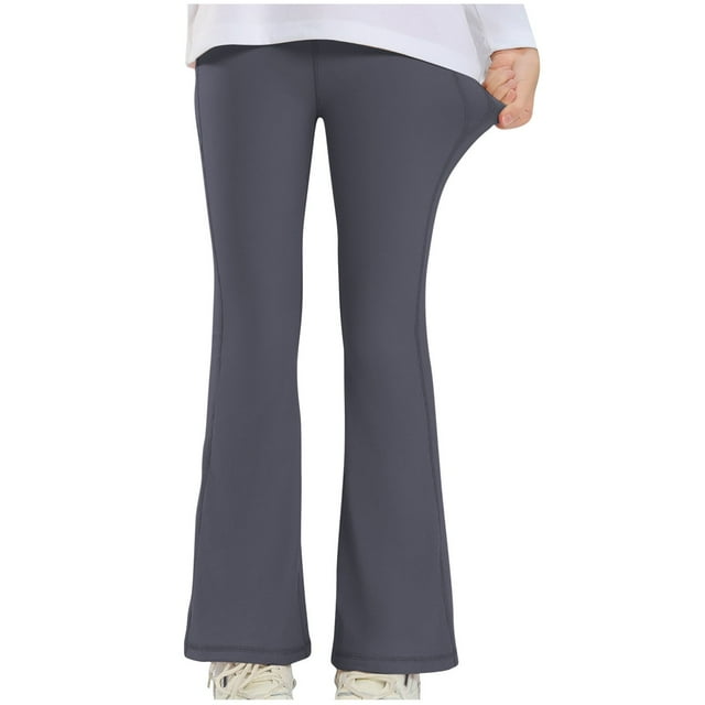 Odeerbi 6-15 Años Niñas Yoga Pantalones Acampanados Workout Dance Athletic Deportes Pantalones Color Sólido Casual Caliente Leotardos