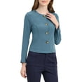 thumbnail image 4 of INSPIRE CHIC Women's Lightweight Jacket Button Vintage Fall Short Jacket with Pockets XS Blue, 4 of 8