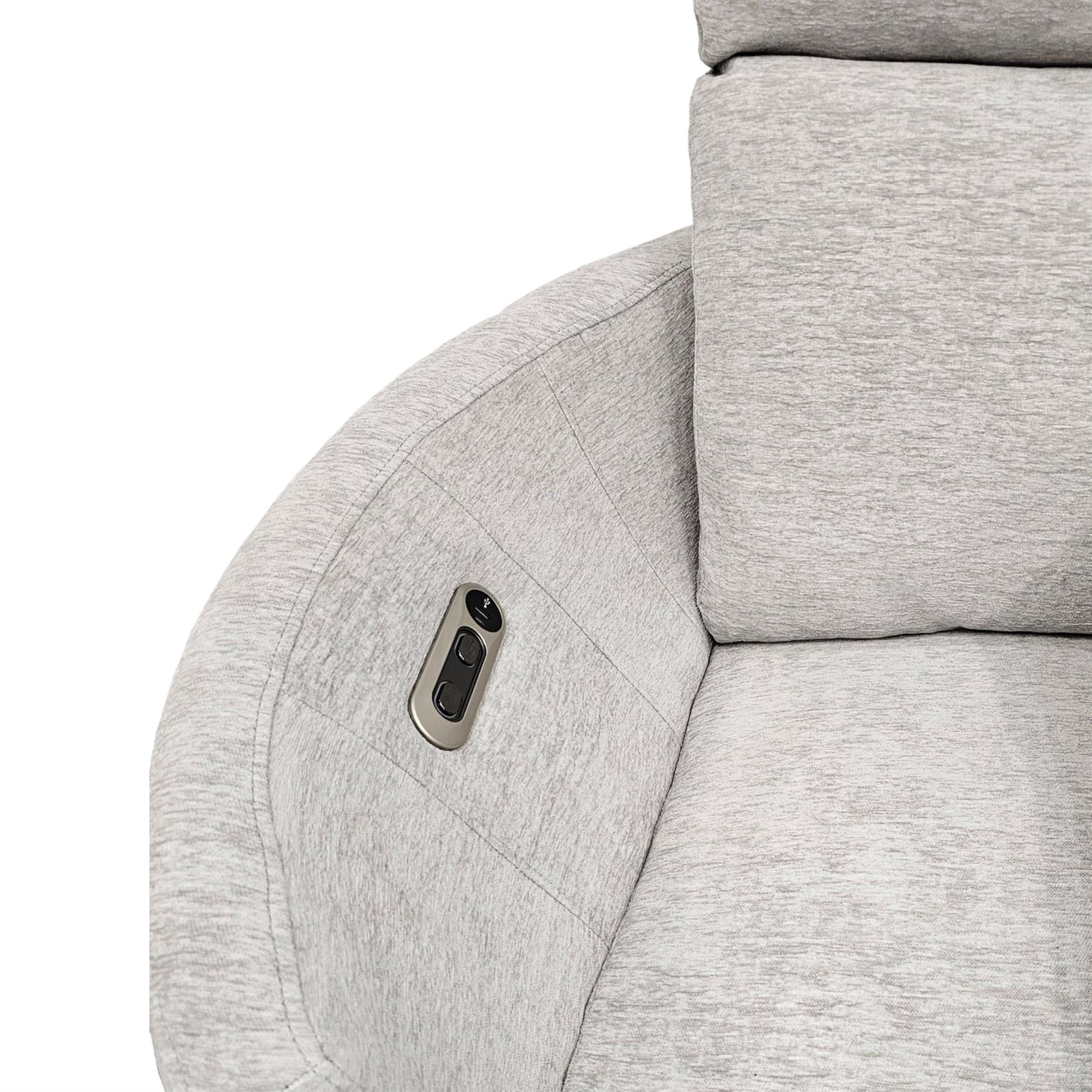 Pemberly Row Contemporary Fabric Power Swivel Glider Recliner in Natural Quartz